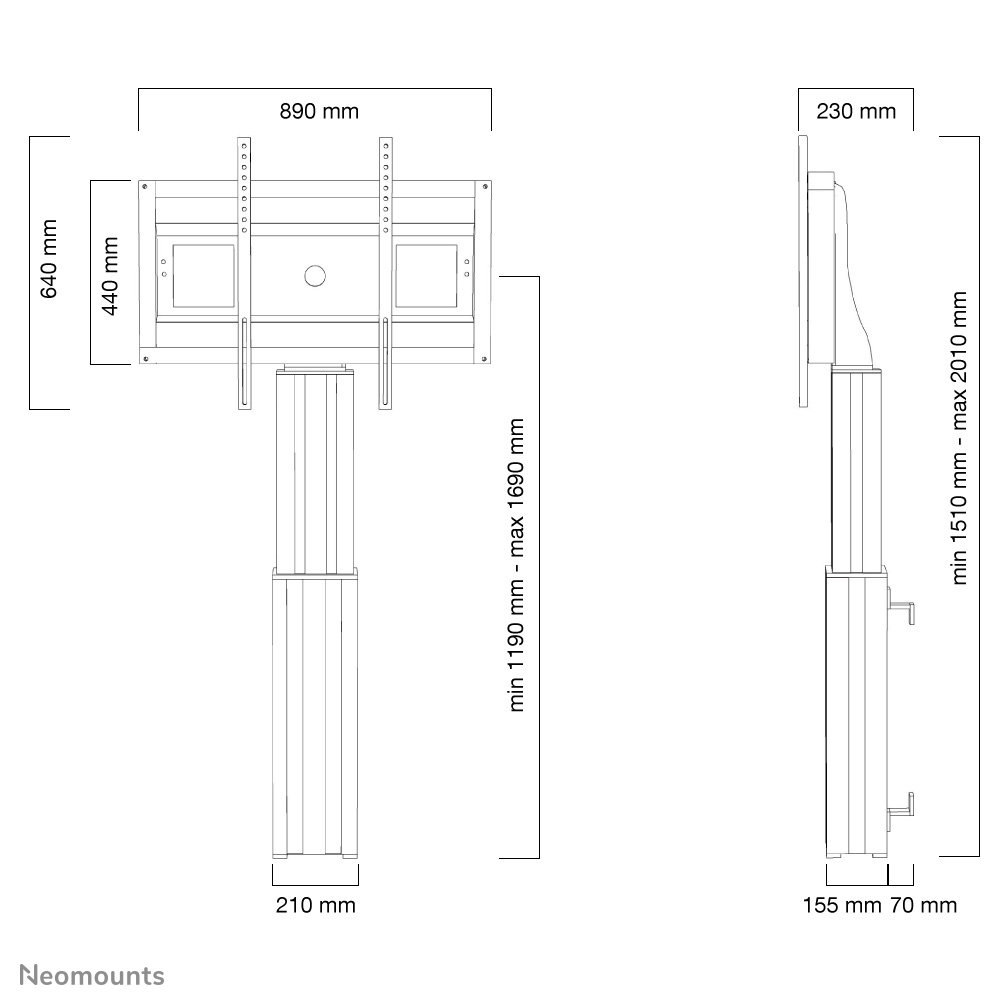 Neomounts PLASMA-W2500SILVER Soporte de suelo para TV 42-100" - pared - motorizado